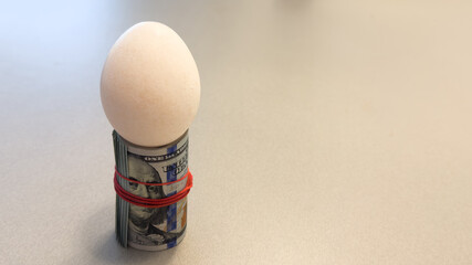 Money and egg, cut out on white background