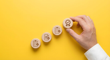 business achievement concept with wooden blocks