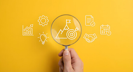 Business analysis concept with magnifying glass