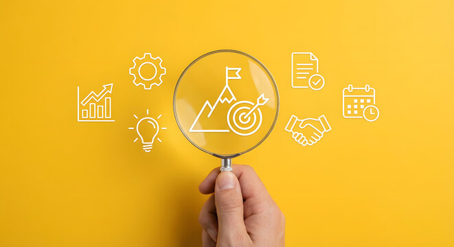 Business analysis concept with magnifying glass - Powered by Adobe