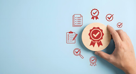 quality control checklist with hand approval