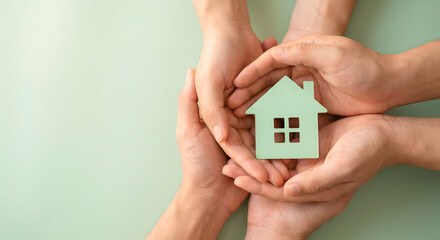 Hands holding a small green house