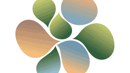 A stylized flower-shaped logo composed of six rounded, overlapping petals in shades of green, blue, and orange on a white background.