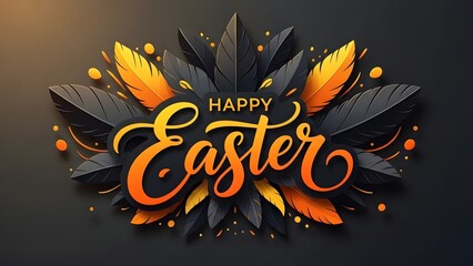 Happy easter sunday wishes greetings colorful easter eggs and florals