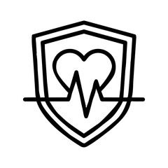 Health insurance heart shield icon