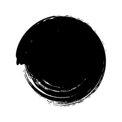 Grunge circle, brush strokes, lines, ink smudges, hand-drawn scribble shape. Handmade sketchy mark, acrylic stains, charcoal streaks. Paint texture, dry brush effect. Vector illustration