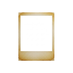 Obraz premium vintage instant photo frame, flat lay, heavily aged yellowed cardboard border, crisp blank white center, isolated on a shadowless high-key gray background. concept for nostalgic digital asset template