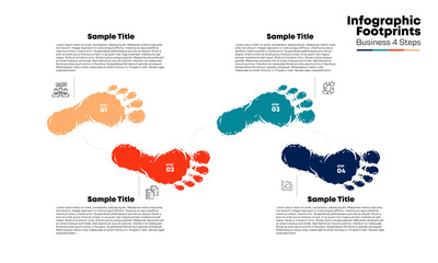 Vector footprint infographic 4 steps for business presentation template. Infographic 4 parts. Vector editable eps
