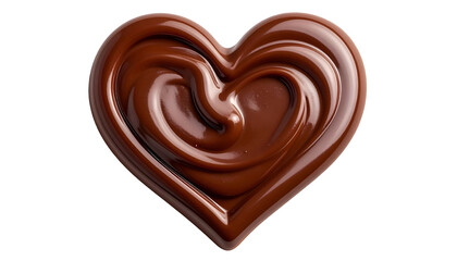 Obraz premium A heart-shaped swirl of rich, glossy, melted chocolate against a black background