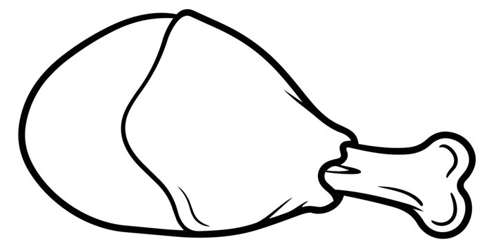 Line art illustration of a chicken drumstick depicting a cooked poultry item for food and restaurant designs
