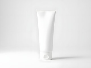 White cosmetic tube standing alone on clean background