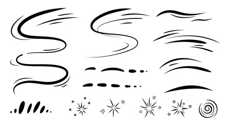 Obraz premium Dynamic Motion Lines and Speed Effects - Hand-Drawn Vector Elements.