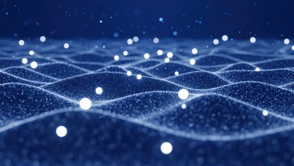 Dynamic Blue Particle Field with Luminous Elements