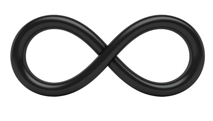 A glossy, black infinity symbol against a stark, black background