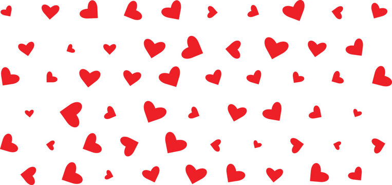 Scattered red hearts pattern representing love and affection isolated on transparent background