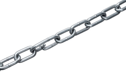 Fototapeta premium A diagonal, silver metal chain against a black background. Realistic rendering