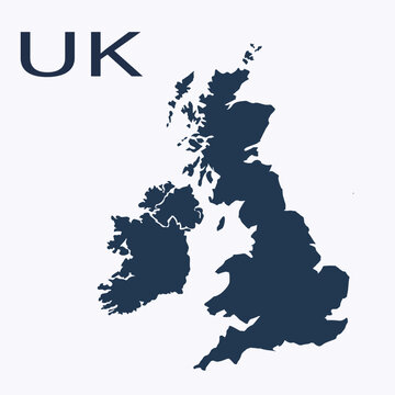 UK map silhouette dark blue outline on white simple