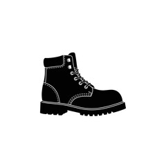 Black Work Boot with Laces and Stitching.