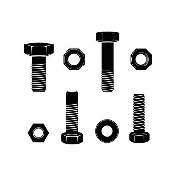 Bolts and Nuts Set of Fasteners.