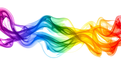 A flowing ribbon of multicolored smoke against a black background, artistic and ethereal