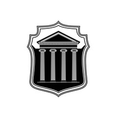 Shield Emblem with Greek Columns Illustration.