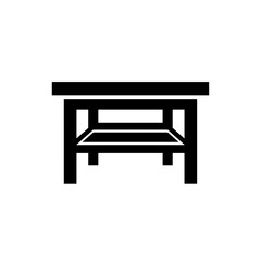 Simple Black Desk with Lower Shelf.