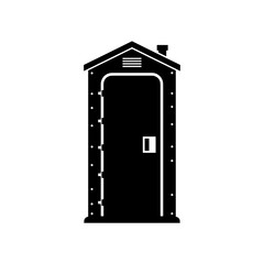 Simple Black Portable Toilet Icon Illustration.