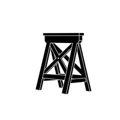 Simple Black Stool on White Background.
