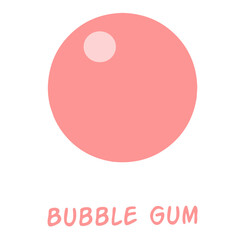 Cute flat illustration of bubble gum, perfect for candy, sweets, fun snacks, pop art, and playful graphic design themes