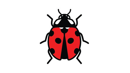 Cute red ladybug insect flat vector illustration isolated on white background