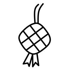 Traditional Ketupat Rice Cake Line Art Illustration