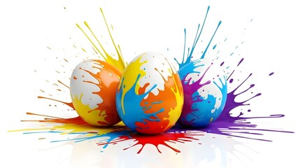 Vibrant easter eggs celebrating happy easter sunday with colorful paint splatters