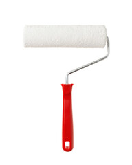 Fototapeta premium A paint roller with a red handle, perfect for home improvement and DIY projects