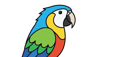 Fototapeta premium Vibrant parrot on white background colorful tropical bird illustration