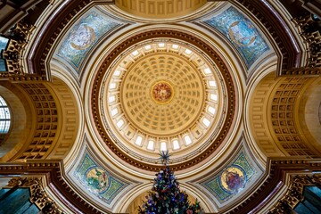 Interior of the Wisconsin State Capitol Building during the Christmas Season