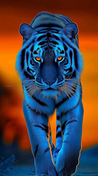 青い背景のトラ - (Blue Background Tiger ) Blue Tiger