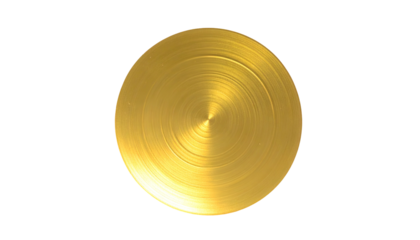 A central gold-colored circle with concentric rings is set against a black background