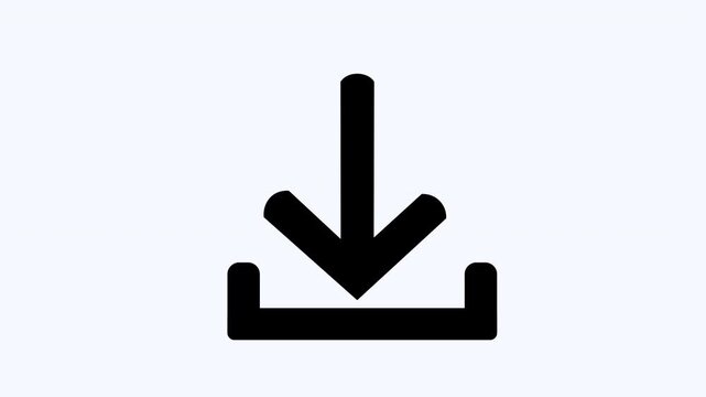 Black download icon suitable for web design, app development, digital technology, online services, software applications.