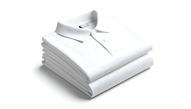 Folded blank polo shirt packaging mockup isolated on white background. Ideal for retail packaging, uniforms, and ecommerce visuals.