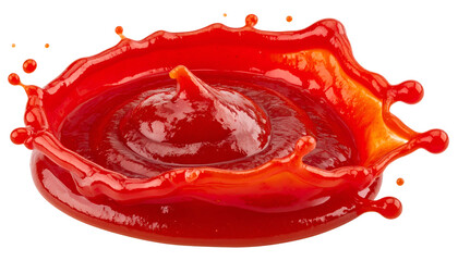 A vibrant, dynamic image of a red, viscous liquid forming a splash
