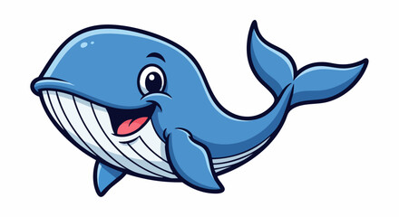 Happy Blue Whale Cartoon Character Illustration.