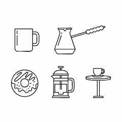 Coffee and Pastry Icons Set.