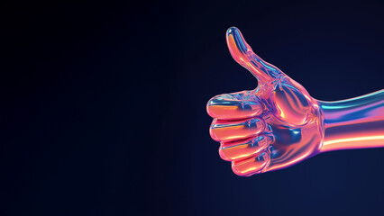 Colorful thermal thumbs up hand with copy space. Positive feedback concept.