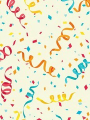 carnival background Colorful confetti and streamers falling seamless pattern background for celebration and party events