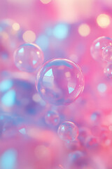 Colorful bubbles with bokeh sparkle. Celebration background concept.