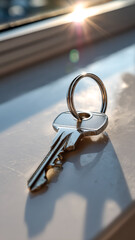 Key to new possibilities, shimmering in the sunlight. A symbol of unlocking potential and new chapters, all promising and bright.