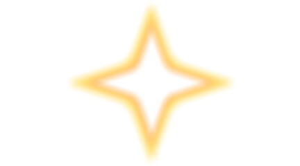 White star emitting soft yellow blurred light, isolated as PNG with a transparent background for material use.
