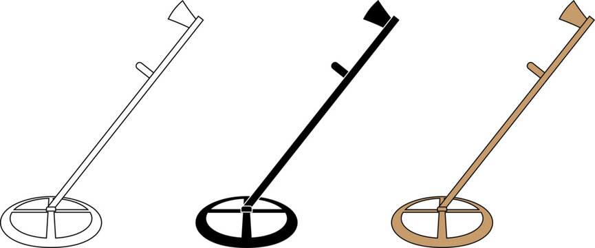 outline silhouette metal detector icon set