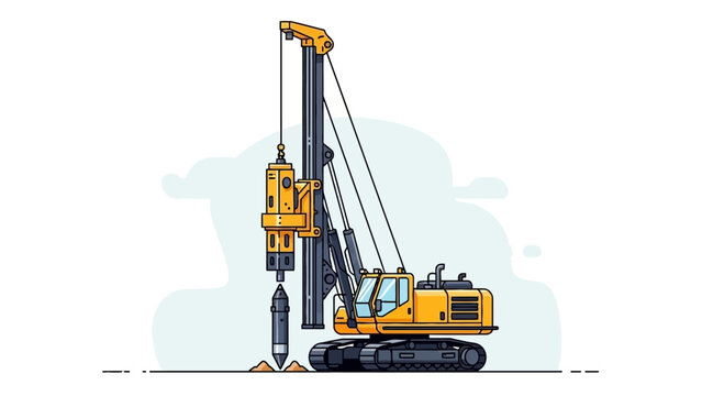 Heavy machinery drilling into the ground on a construction site