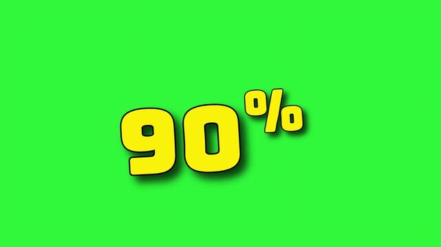 Bouncing 90 percent discount offer in business animation on green screen